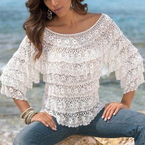 Boston Proper Tiered Crochet Top